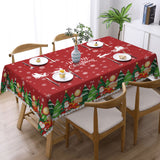 1pc Red Bell Snowflake Polyester Tablecloth - Merry Christmas Table Cover, Atmospheric Holiday Desktop Decoration Fabric, Home Decor, Gift Idea for Festive Season