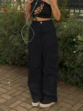 Y2K Chic Retro Cargo Pants - High Waist, Loose Fit, Large Pockets, Straight Leg, Athleisure Jeans for Hiking, Outdoor Activities, and Everyday Wear - Women's Fashionable Street Hip-hop Inspired Comfortable Pants