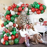 84pcs Christmas Balloon Garland Kit - Red, Green & White with Candy Cane Accents for Holiday Parties, New Year Celebrations & Festive Decor