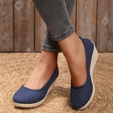 Women's Heels Wedge Heels Espadrilles Comfort Shoes Outdoor Daily Summer Wedge Heel Round Toe Elegant Casual Comfort Canvas Loafer Solid Color White flat Black flat Black