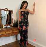 Sexy Spaghetti Strap Female Party Dress Summer Sleeveless V Neck Lace Patchwork Dress Women Floral Print Sheath Backless Dress