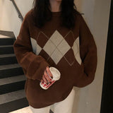 hulianfu hulianfu Knit Sweaters Women Pullover Sweater Top Lingge Winter Clothes Women Loose Sweaters Top Coat Casual Sweater Sueter De Mujer