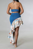 hulianfu Geometric Print  Modern Backless Dress Suit