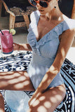 hulianfu Ruffled Striped One-Piece Swimsuit ( 3 Colors)