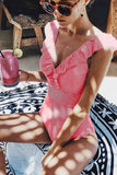 hulianfu Ruffled Striped One-Piece Swimsuit ( 3 Colors)