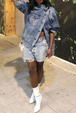 hulianfu Gradient Urban Irregular Denim Coat