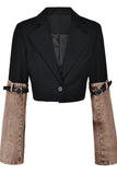 hulianfu Denim Patchwork Undeniable Belt Decor Blazer