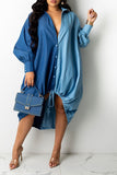 Hit Color On-trend Oversize Single Breasted Midi Dress
