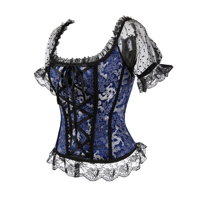 hulianfu Summer Shirts Women Steampunk Lace Patchwork Tops Short Sleeves Stand Collar Tops Vintage Party Cocktail Gothic Retro Blouse New