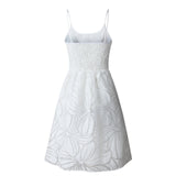 hulianfu Women Summer empire White Mesh Dress Sexy Ruffle Sleeveless Backless dress Elegant Spaghetti Strap A Line Mini Vestidos
