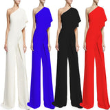 Hulianfu Sexy Ruffles Asymmetrical Solid Casual Overalls Holiday Rompers Women Long Jumpsuits Summer Playsuits Plus Size 5XL
