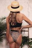 hulianfu Women's One Shoulder Leopard Print Bikini