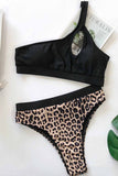 hulianfu Women's One Shoulder Leopard Print Bikini