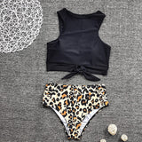 hulianfu Two-Piece High Waist Sexy Leopard Swimsuit(3 colors)