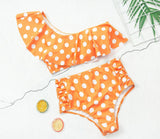 hulianfu Two-Piece Ruffled High-Waisted Polka-Dot Swimsuit