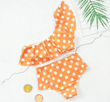 hulianfu Two-Piece Ruffled High-Waisted Polka-Dot Swimsuit