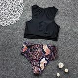 hulianfu Two-Piece High Waist Sexy Leopard Swimsuit(3 colors)
