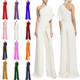 Hulianfu Sexy Ruffles Asymmetrical Solid Casual Overalls Holiday Rompers Women Long Jumpsuits Summer Playsuits Plus Size 5XL
