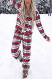 hulianfu Fashion Living Plaid Patchwork Turndown Collar Two Pieces