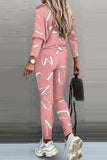 hulianfu Fashion Casual Letter Oblique Collar Long Sleeve Two Pieces