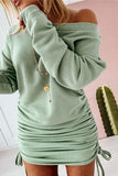 hulianfu Street Solid Patchwork Frenulum O Neck Pencil Skirt Dresses(6 Colors)