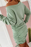 hulianfu Street Solid Patchwork Frenulum O Neck Pencil Skirt Dresses(6 Colors)