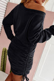 hulianfu Street Solid Patchwork Frenulum O Neck Pencil Skirt Dresses(6 Colors)