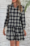 hulianfu British Style Plaid Print Patchwork Turndown Collar Dresses(3 colors)