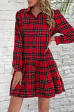 hulianfu British Style Plaid Print Patchwork Turndown Collar Dresses(3 colors)