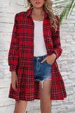 hulianfu British Style Plaid Print Patchwork Turndown Collar Dresses(3 colors)