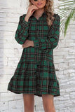 hulianfu British Style Plaid Print Patchwork Turndown Collar Dresses(3 colors)