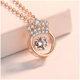 hulianfu Sparkling Crown Round Necklaces For Queen