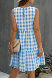hulianfu Fashion Street Plaid Patchwork O Neck Princess Dresses