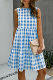 hulianfu Fashion Street Plaid Patchwork O Neck Princess Dresses