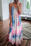 Fashion Street Tie Dye Spaghetti Strap Pleated Dresses