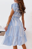 hulianfu Fashion Elegant Print Patchwork O Neck A Line Dresses
