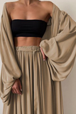 hulianfu Fashion Casual Solid With Belt Strapless Three Pieces(4 colors)
