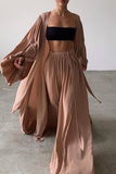 hulianfu Fashion Casual Solid With Belt Strapless Three Pieces(4 colors)