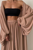hulianfu Fashion Casual Solid With Belt Strapless Three Pieces(4 colors)