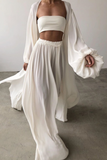 hulianfu Fashion Casual Solid With Belt Strapless Three Pieces(4 colors)
