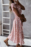 hulianfu Fashion Bohemian Print Split Joint V Neck Irregular Dresses