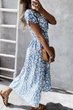 hulianfu Fashion Bohemian Print Split Joint V Neck Irregular Dresses