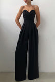 hulianfu Fashion Casual Solid Patchwork V Neck Loose Jumpsuits(6 Colors)