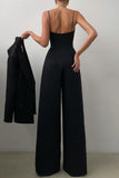 hulianfu Fashion Casual Solid Patchwork V Neck Loose Jumpsuits(6 Colors)