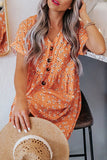 hulianfu Fashion Casual Print Split Joint V Neck A Line Dresses