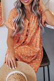hulianfu Fashion Casual Print Split Joint V Neck A Line Dresses