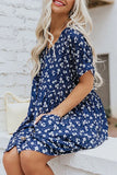 hulianfu Fashion Casual Print Split Joint V Neck A Line Dresses