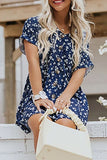 hulianfu Fashion Casual Print Split Joint V Neck A Line Dresses