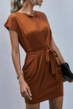 hulianfu Fashion Casual Solid Split Joint V Neck Pencil Skirt Dresses