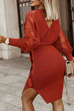 hulianfu Fashion Street Solid Patchwork V Neck A Line Dresses